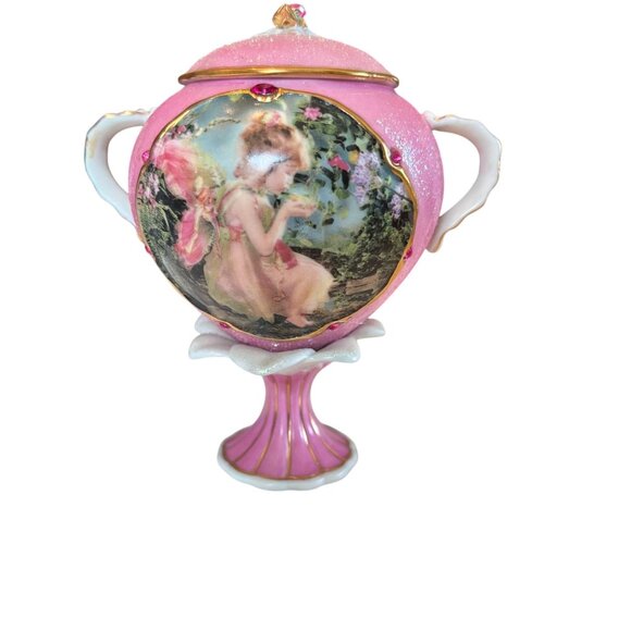 Frog Prince Enchanted Gardens Heirloom Porcelain Music Box Pink & Gold Dream A L - Picture 1 of 8